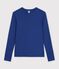Lang&auml;rmeliges Damen-T-Shirt aus einfarbiger Baumwolle blau