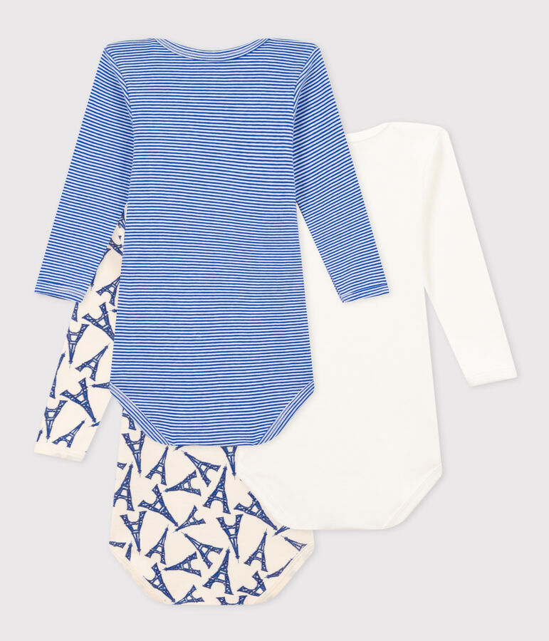 3er-Set lang&auml;rmelige Baby-Bodys Paris aus Baumwolle vielfarbig