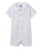 Baby-Strampler ohne Fuß mit Herzchen-Print weiss ECUME/blau MEDIEVAL