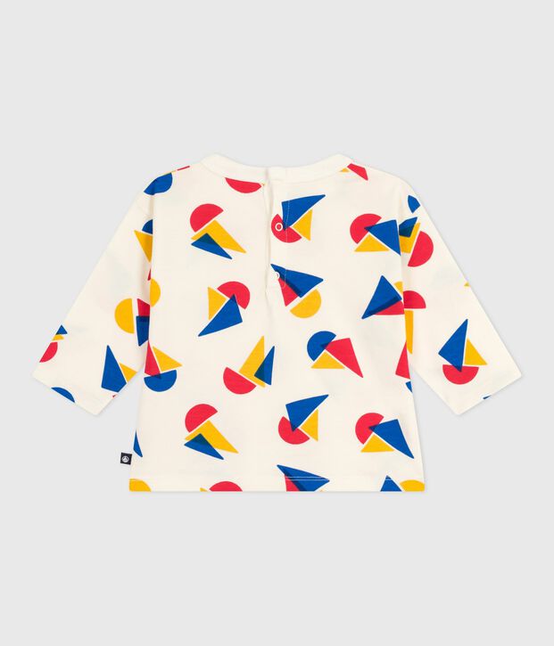 Lang&auml;rmeliges Baby-T-Shirt aus Baumwolle mit Schiffchenmuster naturfarben/vielfarbig