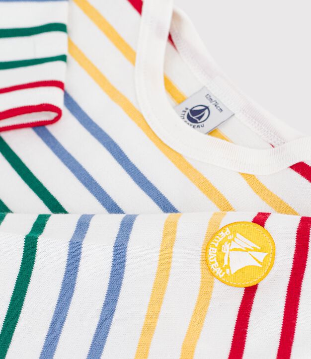 Baby-Streifenshirt Marini&egrave;re aus Baumwolle weiss/vielfarbig