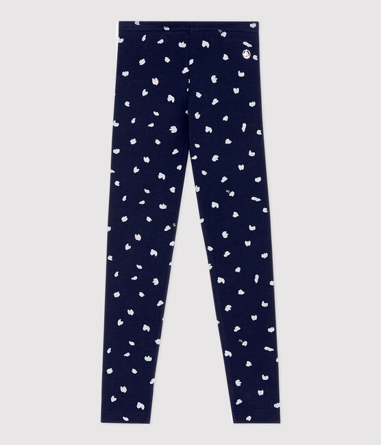 Kinder-Leggings aus Jersey-Elasthan für Mädchen blau SMOKING/weiss MULTICO