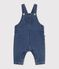 Langbeinige Baby-Latzhose aus Jeansstoff mit Tasche in Herzform blau