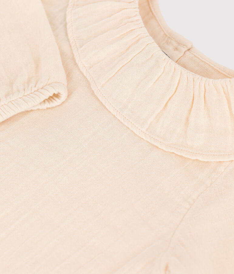 Lang&auml;rmelige Babybluse aus Musselin-Stoff naturfarben