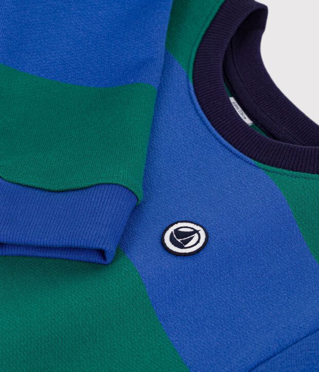 Kinder-Sweatshirt aus Baumwolle mit Streifen blau/gr&uuml;n