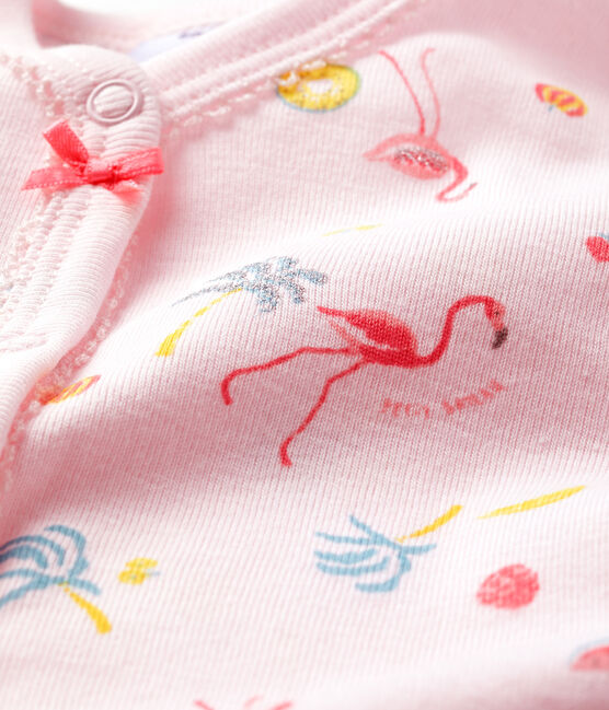 Baby-Strampler aus Rippstrick für Mädchen rosa VIENNE/weiss MULTICO