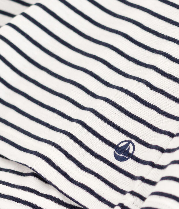 Damen-T-Shirt L'Iconique aus Baumwolle, gestreift weiss/blau
