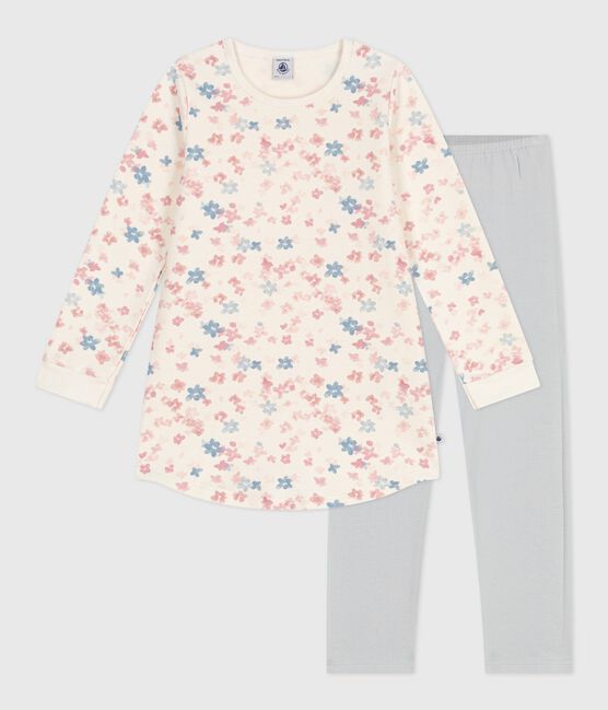 Kinder-Nachthemd und Leggings aus Molton mit Blumenmotiv MILK/ MULTICO