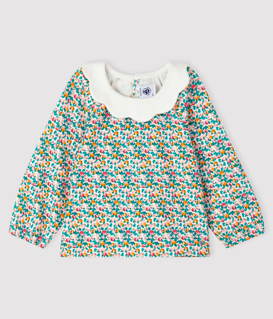 Langärmelige Baby-Bluse für Mädchen weiss MARSHMALLOW/weiss MULTICO