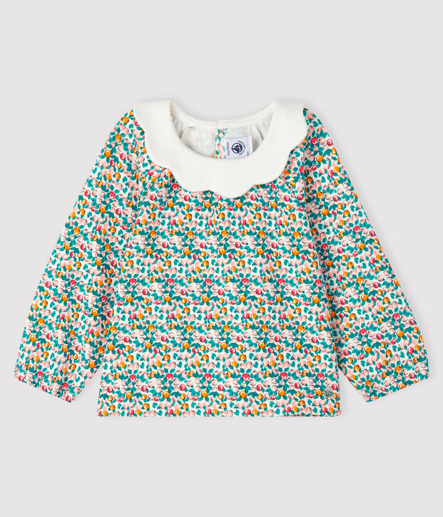 Lang&auml;rmelige Baby-Bluse f&uuml;r M&auml;dchen weiss/vielfarbig