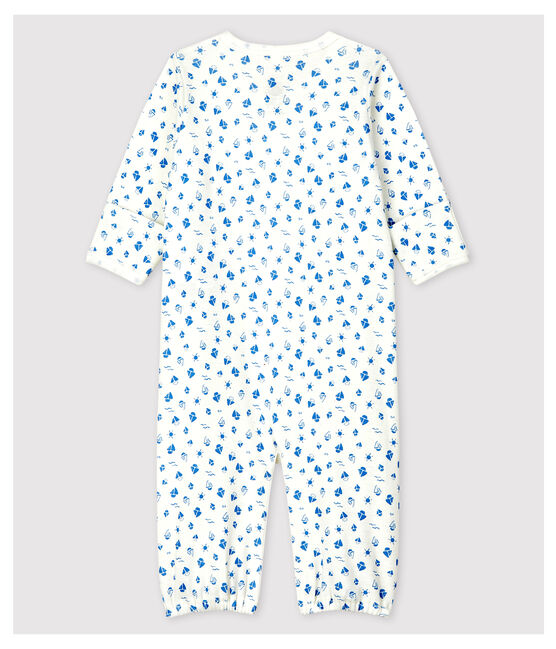 Baby-Kombi-Overall aus Bio-Baumwolle mit Sternen-Motiv weiss MARSHMALLOW/grau GRIS
