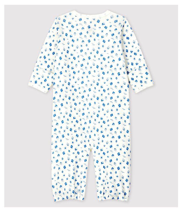 Baby-Kombi-Overall aus Bio-Baumwolle mit Sternen-Motiv weiss/grau