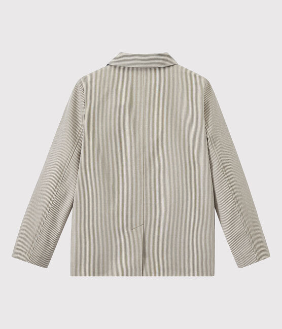 Gestreifte Jungen-Jacke aus Canvas grau MINERAI/weiss LAIT