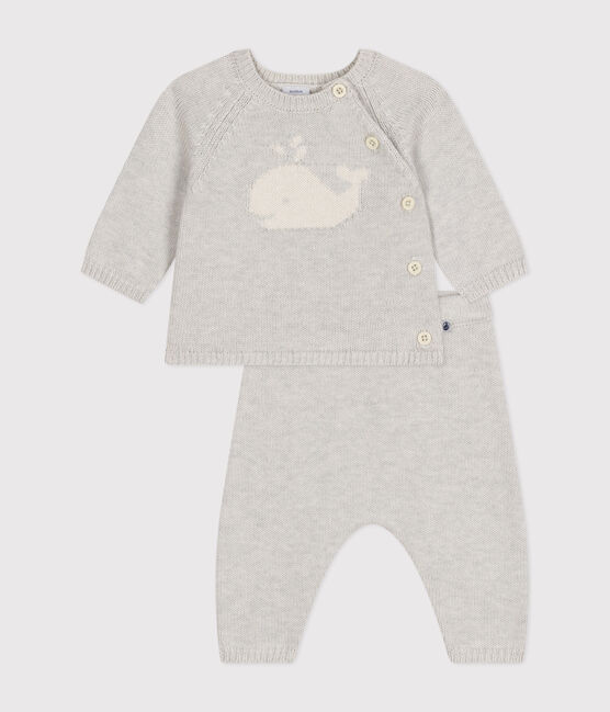 Baby-Set aus Woll- und Baumwoll-Strick beige MONTELIMAR CHINE