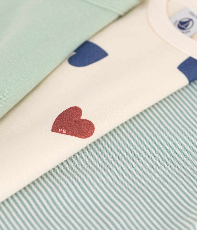 3er-Set lang&auml;rmelige Bodys aus Baumwolle mit drei Herz-Motiv f&uuml;r Babys vielfarbig