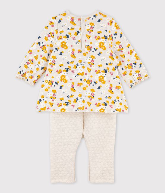Langer Baby-Overall für Mädchen beige MONTELIMAR/weiss MULTICO