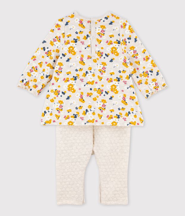 Langer Baby-Overall f&uuml;r M&auml;dchen beige/vielfarbig