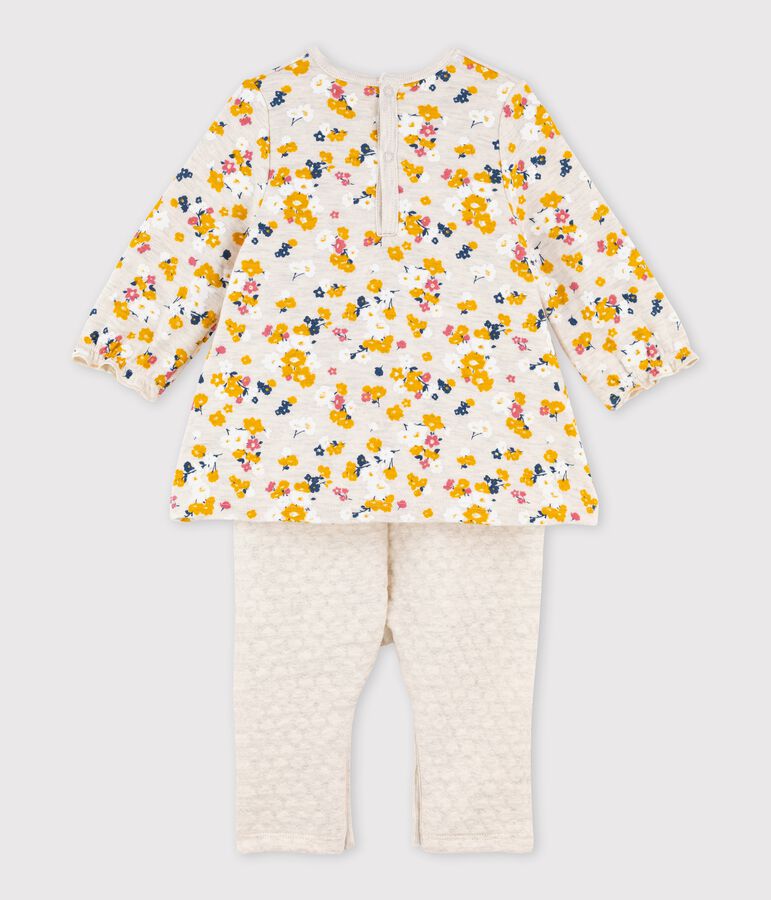 Langer Baby-Overall f&uuml;r M&auml;dchen beige/vielfarbig