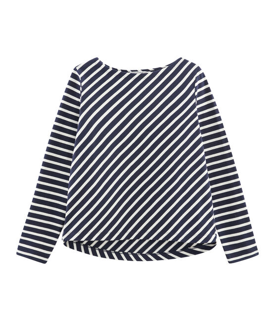 Grafisches Streifenshirt für Damen blau SMOKING/beige COQUILLE