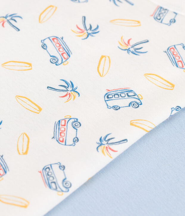 2er-Set kurz&auml;rmelige Kinder-T-Shirts aus Baumwolle mit Minibus-Motiv vielfarbig