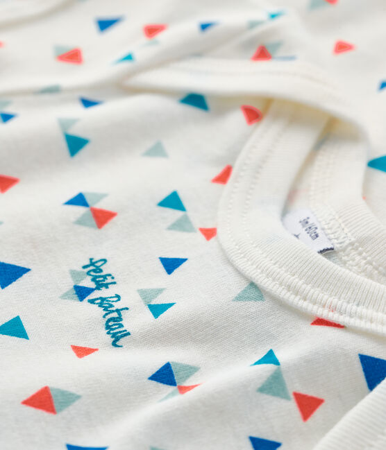 Kurzärmeliger Baby-Body für Jungen-Mädchen weiss MARSHMALLOW/weiss MULTICO