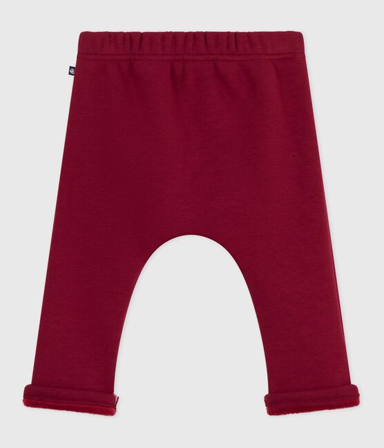 Baby-Hose aus einfarbigem Molton, weich und warm AMARANTE