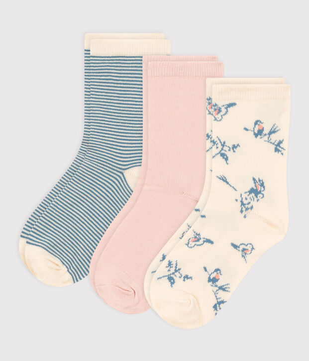 3er-Set Kindersocken mit Vogelmotiv vielfarbig