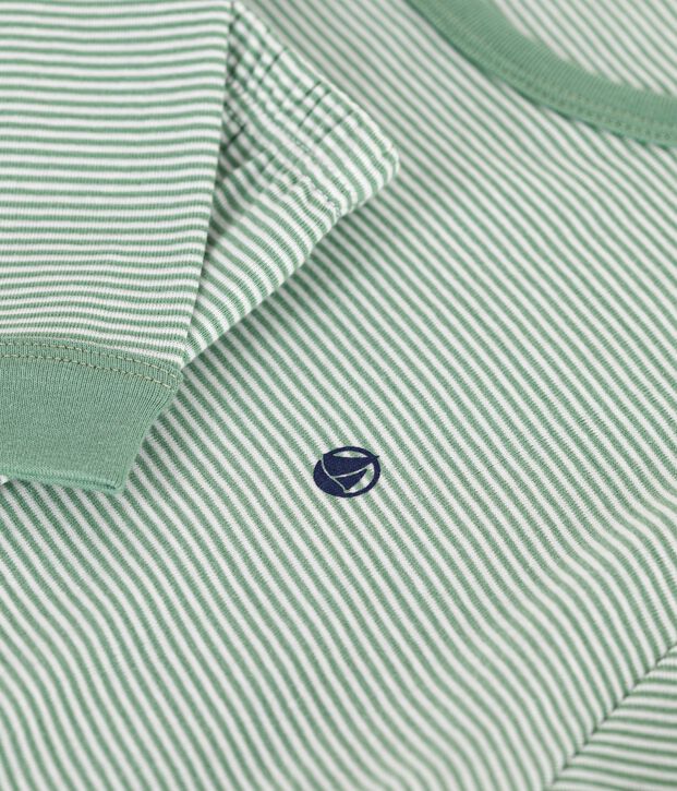 Kinder-Pyjama aus Baumwolle mit Streifen gr&uuml;n/weiss