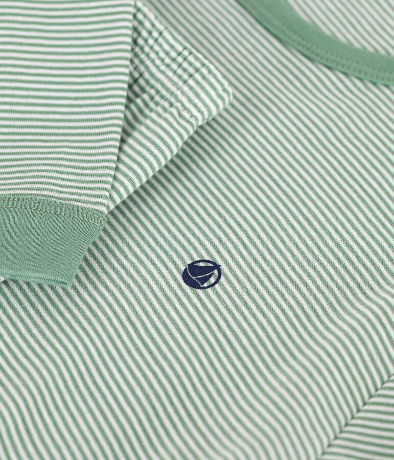 Kinder-Pyjama aus Baumwolle mit Streifen gr&uuml;n/weiss