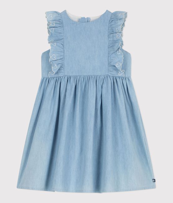 Ärmelloses Kinder-Kleid aus Baumwolle blau BLEU CLAIR