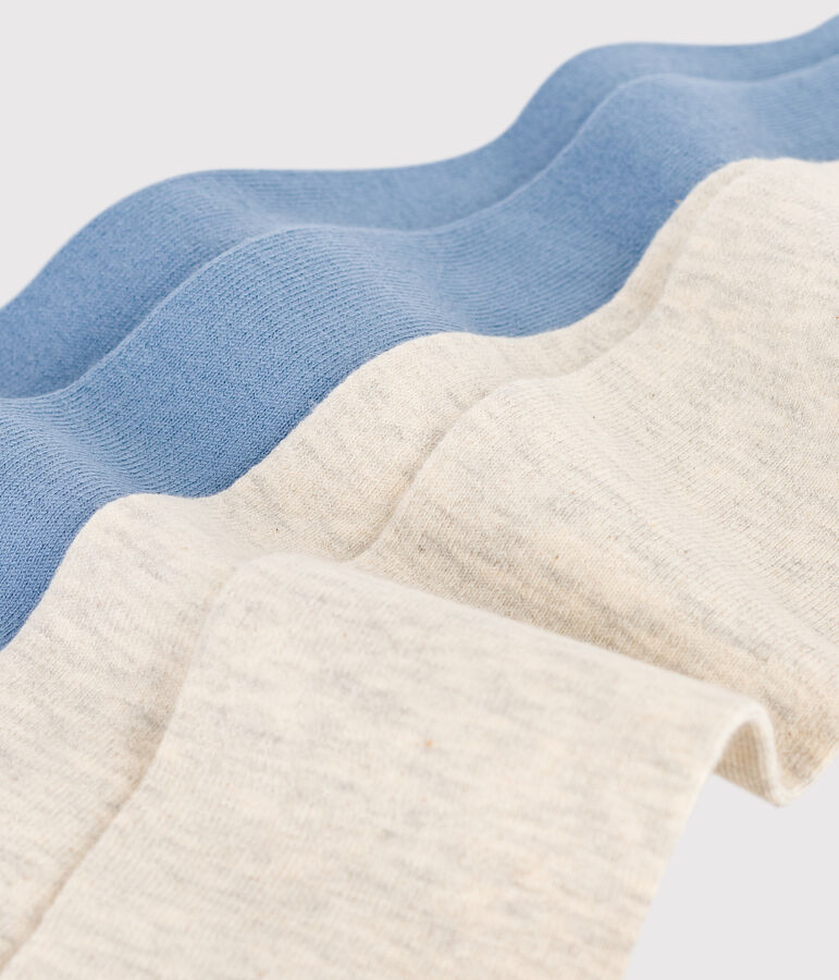 2er-Set Kinder-Strumpfhosen aus Baumwolljersey blau/beige