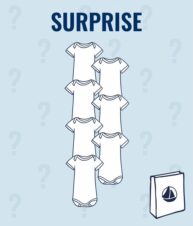 &Uuml;berraschungsset aus 7 kurz&auml;rmeligen Baby-Bodys f&uuml;r Jungen vielfarbig