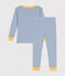 Eng anliegender Kinder-Pyjama aus gestreifter Baumwolle blau BEACH/ MARSHMALLOW