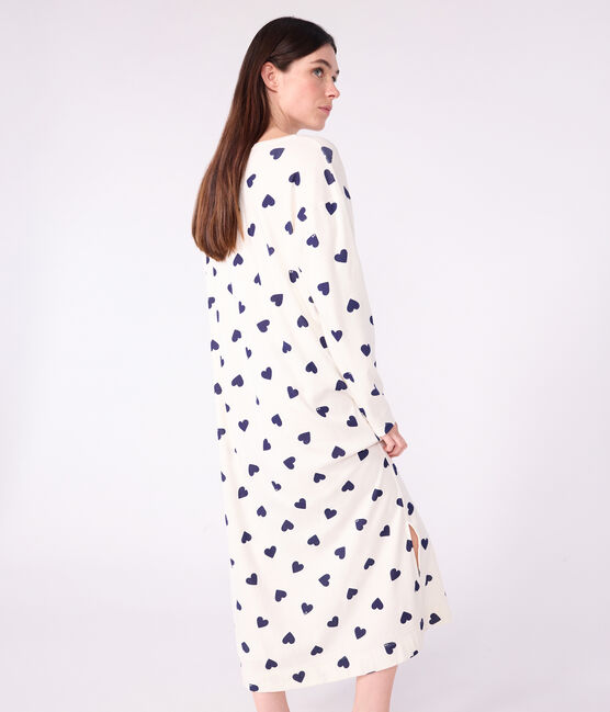Damen-Nachthemd aus Baumwolle mit Herzmotiv blau MILK/ SOIR