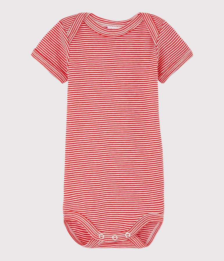 Kurz&auml;rmeliger Baby-Body M&auml;dchen/Jungen rot PEPS/weiss MARSHMALLOW