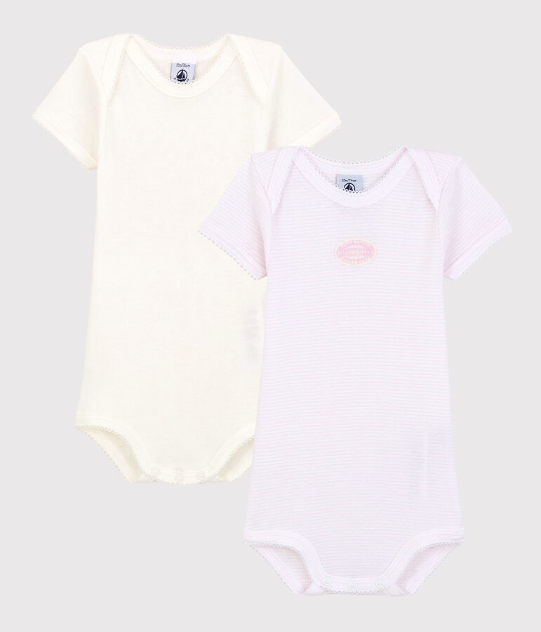 2er-Set kurz&auml;rmelige Baby-Bodys aus Bio-Baumwolle mit Ringelstreifen vielfarbig