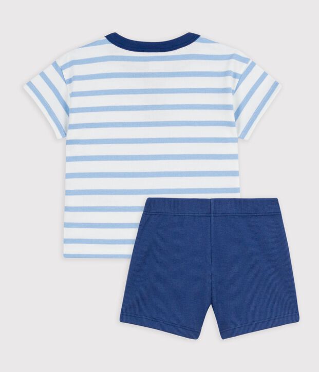 Baby-Geschenkset aus Baumwolle: 2-teiliges Set weiss/vielfarbig