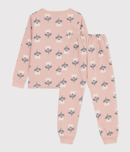 Kinderpyjama aus Molton für Mädchen rosa SALINE/weiss MULTICO