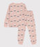 Kinderpyjama aus Molton für Mädchen rosa SALINE/weiss MULTICO