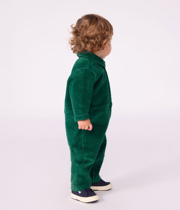 Langer Baby-Overall aus einfarbigem Feincord gr&uuml;n