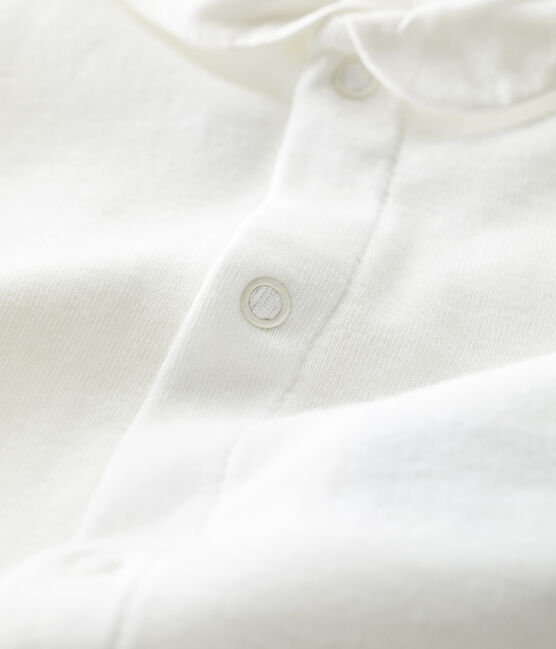 Kurzärmeliger Baby-Body aus Bio-Baumwolle mit Kragen weiss MARSHMALLOW