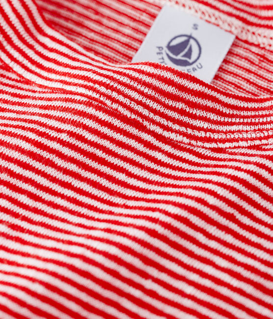 Damen-T-Shirt L’ICONIQUE aus Leinen rot PEPS/rosa ECUME