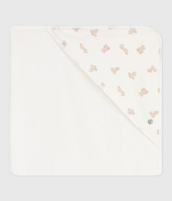 Viereckiges Baby-Badetuch aus Baumwolle MARSHMALLOW/ BRUN