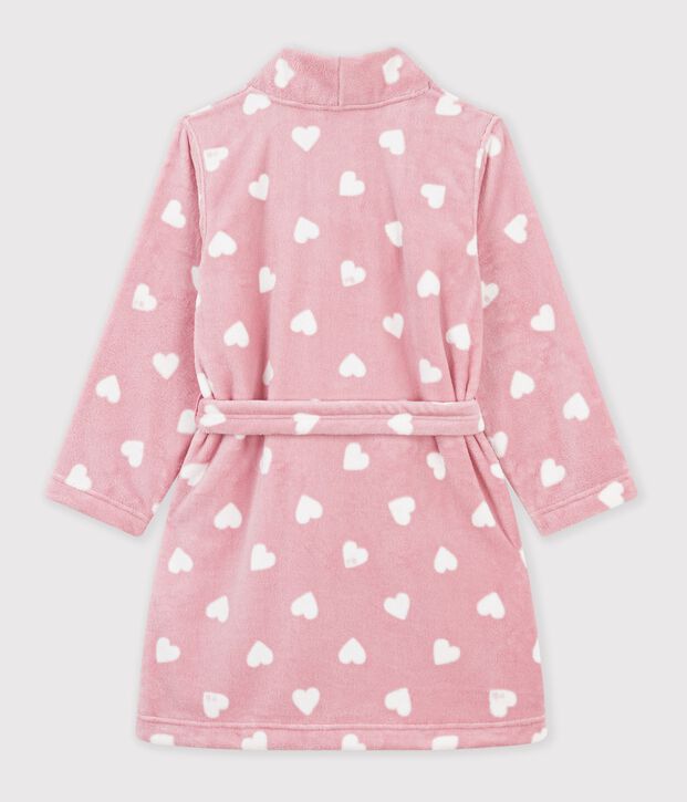 Kinder-Bademantel aus gemustertem Fleece rosa/weiss