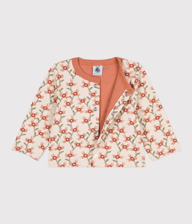 Baby-Cardigan aus gestepptem Doppeljersey mit Aufdruck naturfarben/vielfarbig