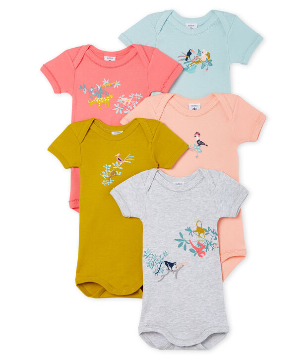 5er-Set kurz&auml;rmelige Baby-Bodys f&uuml;r M&auml;dchen vielfarbig