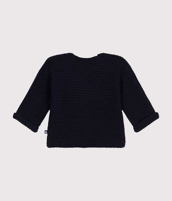 Baby-Cardigan kraus rechts gestrickt blau SMOKING
