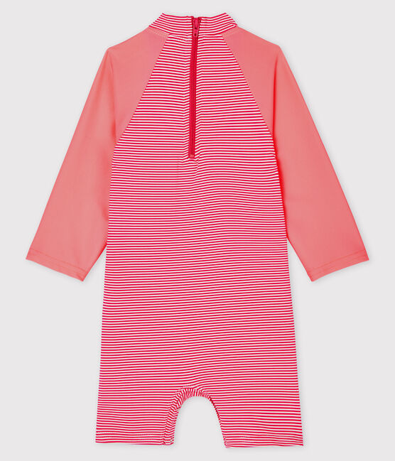 Baby-Badeanzug aus recyceltem Material rosa GEISHA/weiss MARSHMALLOW