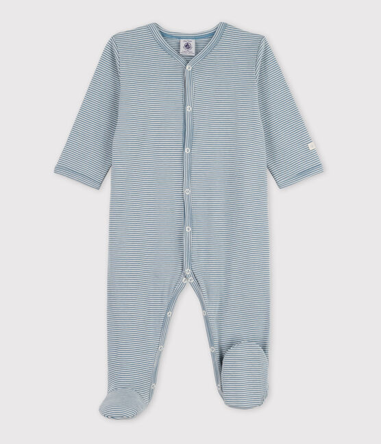 Baby-Strampler aus Baumwolle mit Ringelstreifen. blau ROVER/weiss MARSHMALLOW