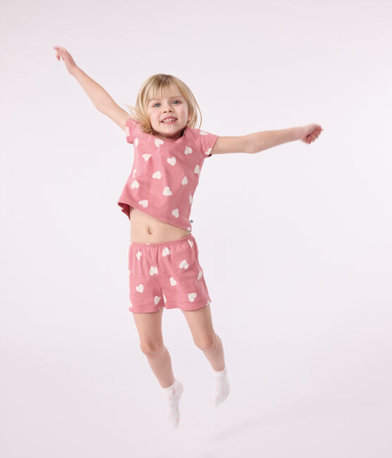 Kinder-Kurzpyjama aus Baumwolle mit Herz-Motiv rosa ROSEWOOD/ MARSHMALLOW